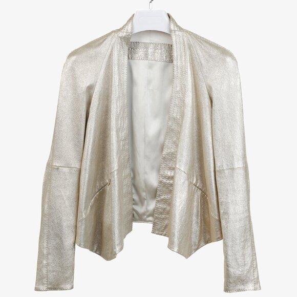 Donna Karan Vintage Golden Lambskin Suede Jacket - Picture 1 of 10